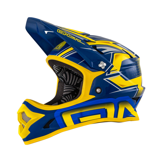Oneal Fury Fidlock DH Helmet Evo JEDI gelb blau Seite links